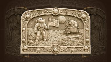 Panels Great Events of the World Moon landing - moonwalk and lunar module 3d model