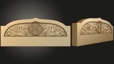 Headboard Panel with a domed top and symmetrical ornament 3d model