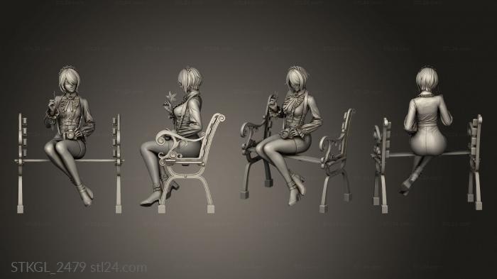 Статуэтки девушки (Девушка из аниме, STKGL_2479) 3D модель для ЧПУ станка