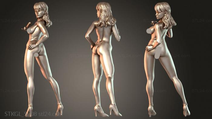 Статуэтки девушки (Девушка в китайском платье голая, STKGL_5708) 3D модель для ЧПУ станка