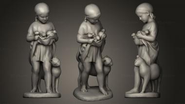 Figurines of people Girl With Kittens statue 3d model