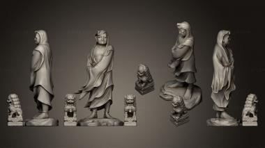 Figurines of people Daruma Bodhidharma with two guardian lions 3d model