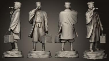 Figurines of people Japanese Meji period statue of a man smoking 3d model