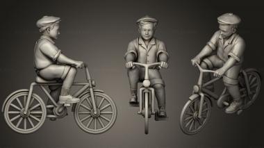 Figurines of people children on bicycles 3d model