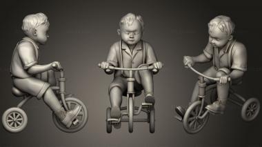 Figurines of people children on bicycles3 3d model