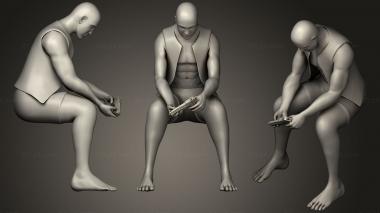 Figurines of people Male Sitting With Pistol 3d model