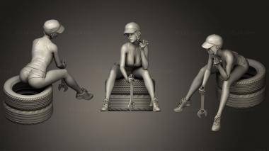 Figurines of people Girl Car Mechanic 3d model