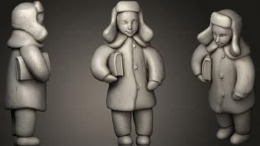 Figurines of people Kid in beige winter jacket with a book 65 3d model