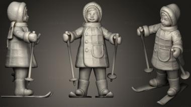 Figurines of people Kid in blue and white winter dress 51 3d model