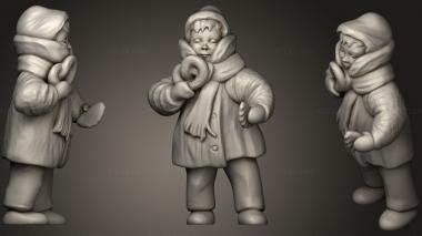 Figurines of people Kid in winter gray jacket and pink scarf 27 3d model