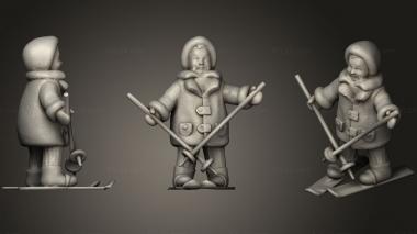 Figurines of people Kid in winter jacket on the skies 45 3d model