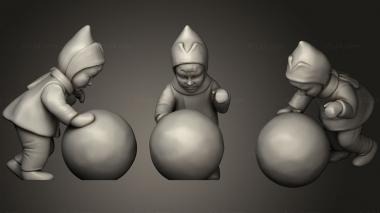 Figurines of people Kid making creating a big snowball 3d model