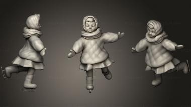 Figurines of people Lil girl in white on the skates 3d model