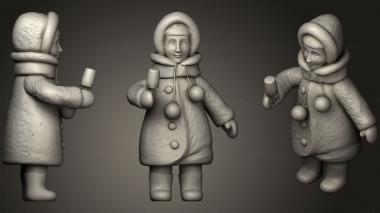 Figurines of people Little girl in cat wear 54 3d model