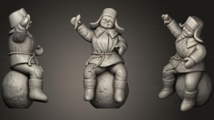 Figurines of people (Seating boy on a snowball with a carrot 59, STKH_0329) 3D models for cnc
