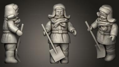 Figurines of people Serious kid in acket with shovel 3d model
