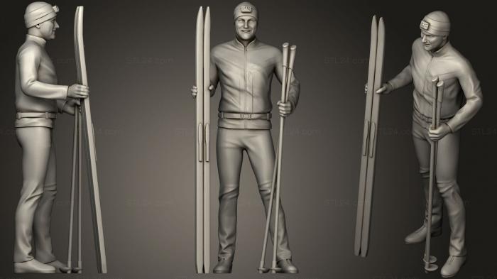 Figurines of people (Skiman in blue red hat 3, STKH_0334) 3D models for cnc