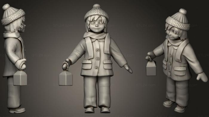 Figurines of people (A boy with the candle in green costume, STKH_0351) 3D models for cnc