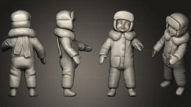 Figurines of people Baby kid in blue suit and winter hat 36 3d model