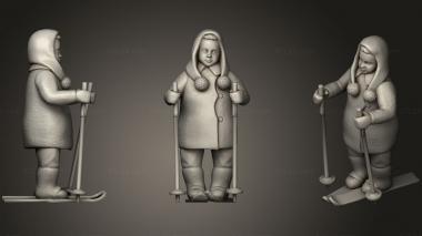 Figurines of people Big kid in red jacket on the skies 47 3d model