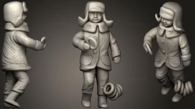 Figurines of people Boy in winter jacket and hat with sushki 25 3d model