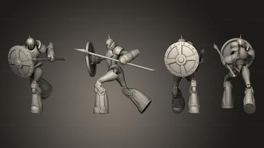 Figurines of people Gear town Construct Guard Spear Shield Large 3d model
