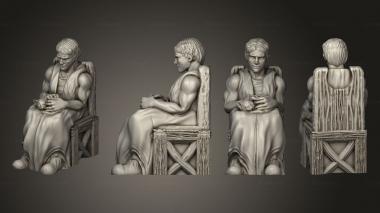Figurines of people Male Townsfolk Sitting With Cat Mini 3d model