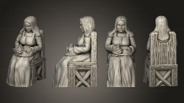Figurines of people Townsfolk sitting 4 Female with Cat Mini 3d model
