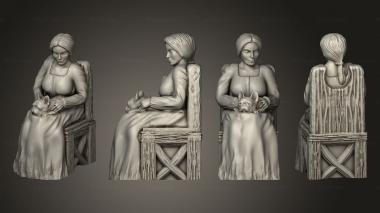 Figurines of people Townsfolk sitting 5 Female with Dog Mini 3d model