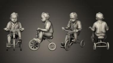 Figurines of people children on bicycle 3d model