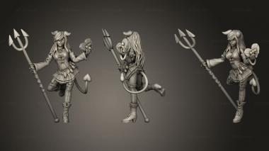 Figurines of people Demons stand with pitchfork 3d model