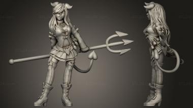 Figurines of people Demons stand with pitchfork 3d model