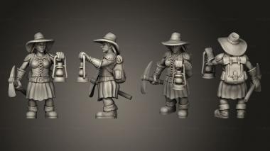 Figurines of people Dwarves pt Female Dwarf Archeologist with Lantern 3d model