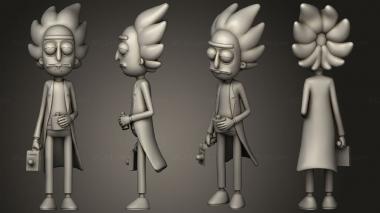 Figurines of people rick sanchez and morty 3d model