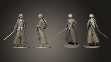 Figurines of people samurai kenshin himura statue 3d model