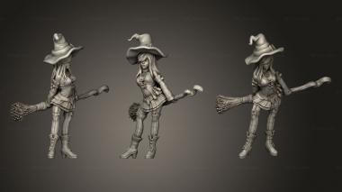 Figurines of people Witches Witch with broom 3d model
