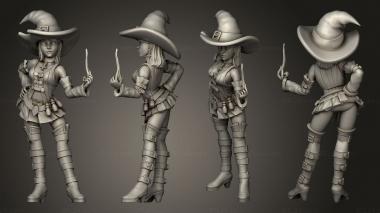 Figurines of people Witches Witch with magic wand hat 3d model