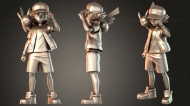 Figurines of people Ash and Pikachu Thunder 3d model