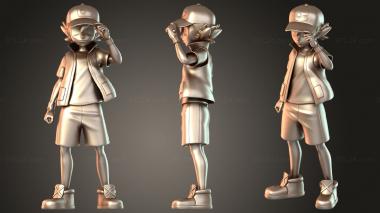 Figurines of people Ash and Pikachu Simple 3d model