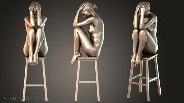 Figurines of people (Female Sitting, STKH_3673) 3D models for cnc