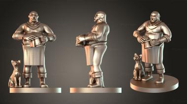 Figurines of people Half Orc Bar Keep with Cat 3d model