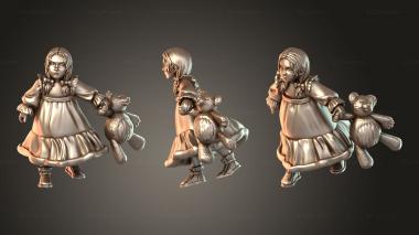 Figurines of people Villager – Little Girl with Toy 3d model