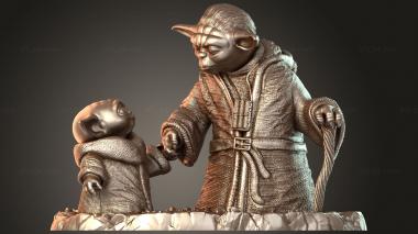 Figurines of people Yoda Grogu Diorama 3d model