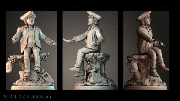 Figurines of people (The boy sat peeling a pear, STKH_4507) 3D models for cnc