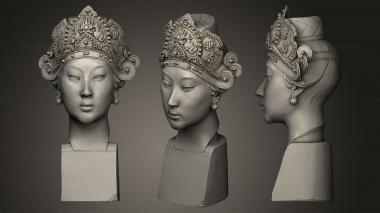 Indian sculptures Cambodgienne head of women 3d model