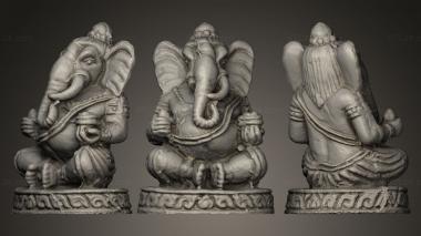 Indian sculptures Ganesha on round plinth 3d model