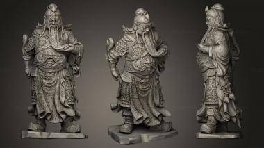 Indian sculptures Guan Yu dilapidated wood sculpture 3d model