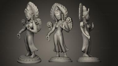 Indian sculptures Hindu goddess statue standing wooden 3d model