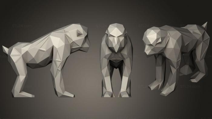 Animal figurines (Polygonal Monkey Parametric, STKJ_1342) 3D models for cnc