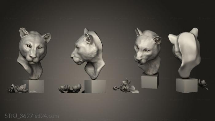 Animal figurines (Bust Lion and Lioness, STKJ_3627) 3D models for cnc